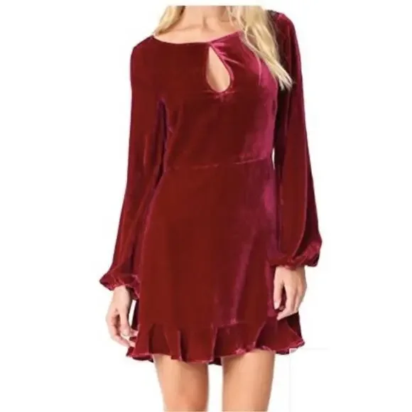 For Love And Lemons Dress Medium Red Velvet Quiet Luxury Designer Event NWT‎ - Picture 4 of 16